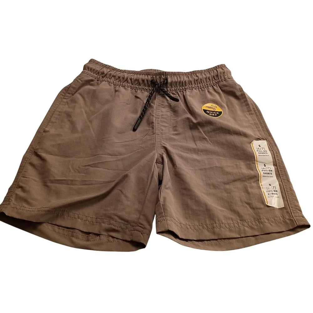Quick Dry Performance Shorts Men's Tan Khaki Elastic Waist Drawstring Active NWT